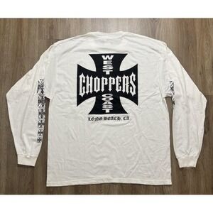Vintage Y2K West Coast Choppers White ‎ Long Sleeve Shirt Size 2XL